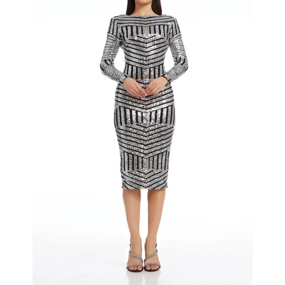 DRESS THE POPULATION Sequin Dress, Size Medium - Picture 3 of 6